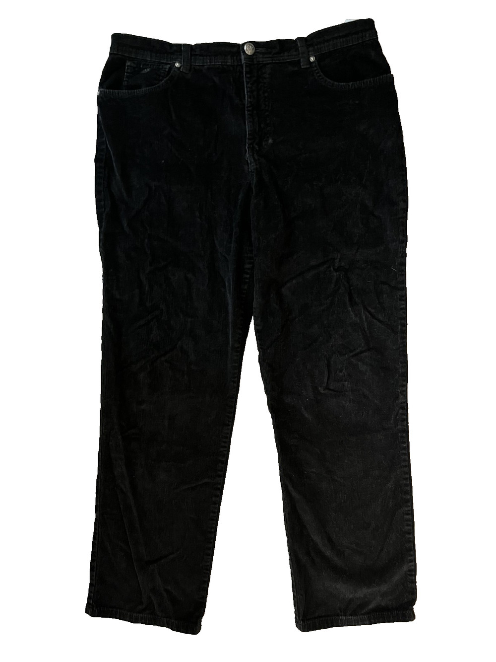 Women's Gloria Vanderbilt Size 14 Black Coduroy Pants Indie Classic Retro Chic